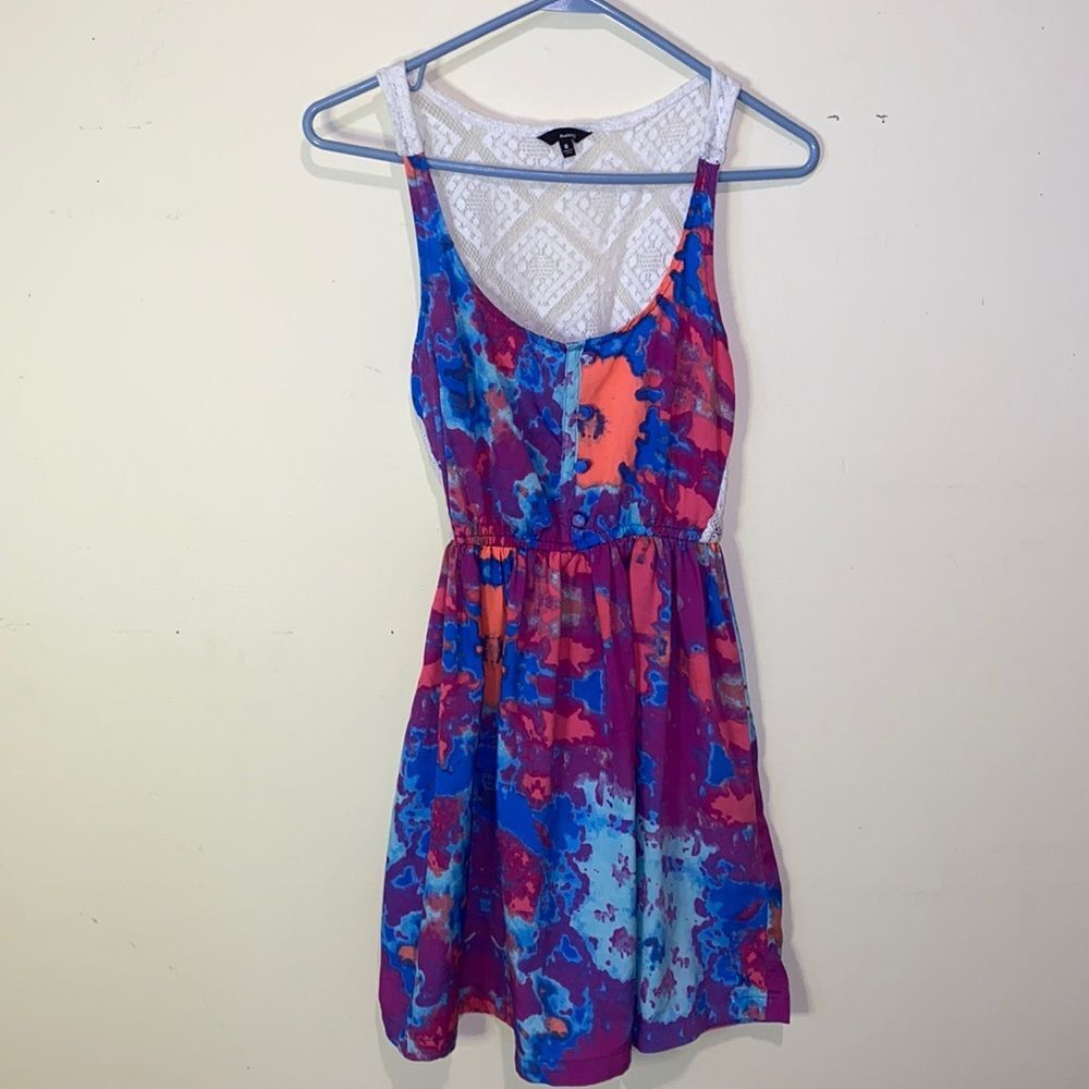 Tie Dye Lace Hurley Boho Short Skater Dress